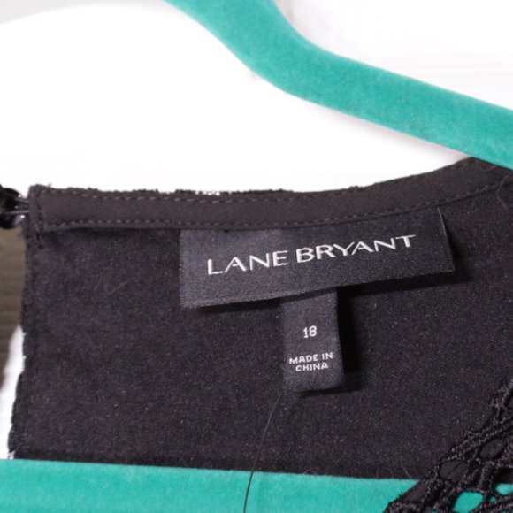 Lane Bryant Black lace overlay long sleeve peplum top. - Picture 6 of 9